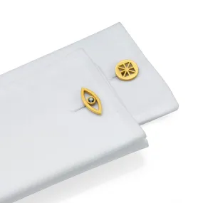 Yellow Gold Reflections Cufflinks with Black Diamonds